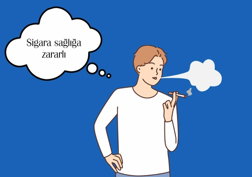bilişsel çelişki kuramı ile ilgili bir görsel. sigara içen ama aynı zamanda sigaranın sağlığa zararlı olduğunu düşünen biri.